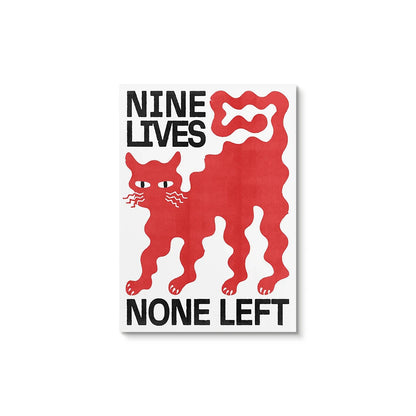 Affiche Pop Art Chat Rouge – Poster rétro “Nine Lives”