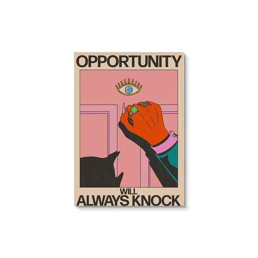 Affiche Pop Art Opportunity – Poster rétro “Opportunity Will Always Knock”