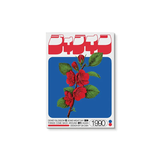 Affiche Vintage Fleurs Rouges – Poster floral rétro 1990