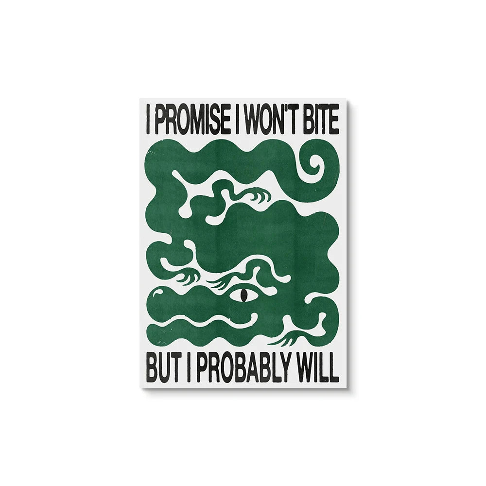 Affiche Pop Art “I Promise I Won’t Bite” – Poster rétro graphique vert
