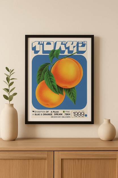 Affiche Vintage Oranges – Poster rétro fruité (style années 90)